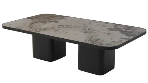 Couchtisch Interliving aus Keramik in Weiß Interliving Couchtisch Serie 6229 marmorfarbene Keramik Calcatta & schwarzer Stahl - ca. 140 x 80 cm