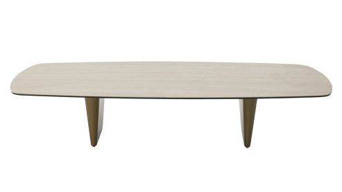 Couchtisch Interliving aus Keramik in Weiß Interliving Couchtisch Serie 6227 travertinfarbene Keramik & bronzefarbener Stahl - ca. 140 x 70 cm