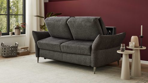 Schlafsofa Interliving aus Stoff in Anthrazit Interliving Schlafsofa Serie 4700 - Schlafsofa 140LÄ anthrazitfarbener Bezug Balu & Aluminiumfüße - Breite ca. 208 cm