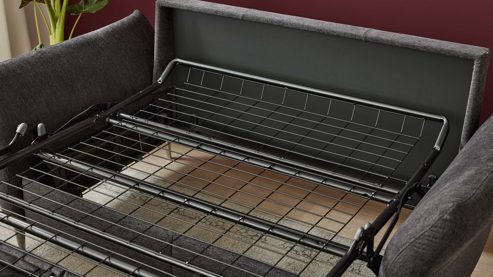 Schlafsofa Interliving aus Stoff in Anthrazit Interliving Schlafsofa Serie 4700 - Schlafsofa anthrazitfarbener Bezug Balu & Aluminiumfüße - Breite ca. 228 cm