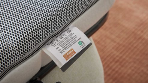 Schlafsofa Interliving aus Stoff in Rosa Interliving Schlafsofa Serie 4700 - Schlafsofa sienafarbener Webstoff Loft & schwarze Aluminiumfüße - Breite ca. 188 cm