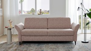 Schlafsofa Interliving aus Stoff in Rosa Interliving Schlafsofa Serie 4700 - Schlafsofa sienafarbener Webstoff Loft & schwarze Aluminiumfüße - Breite ca. 228 cm