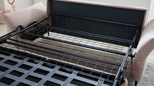 Schlafsofa Interliving aus Stoff in Rosa Interliving Schlafsofa Serie 4700 - Schlafsofa sienafarbener Webstoff Loft & schwarze Aluminiumfüße - Breite ca. 228 cm