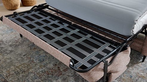 Schlafsofa Interliving aus Stoff in Rosa Interliving Schlafsofa Serie 4700 - Schlafsofa sienafarbener Webstoff Loft & schwarze Aluminiumfüße - Breite ca. 228 cm