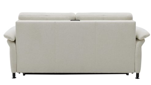 Schlafsofa Interliving aus Stoff in Weiß Interliving Schlafsofa Serie 4700 - Schlafsofa naturweißes Flachgewebe Cyber & schwarze Aluminiumfüße - Breite ca. 208 cm