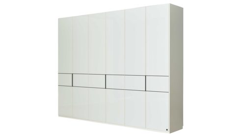 Komplettzimmer Interliving aus Holz in Weiß Interliving Schlafzimmer Serie 1033 – komplettes Schlafzimmer weißes Glas - vierteilig