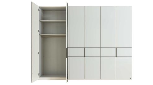 Komplettzimmer Interliving aus Holz in Weiß Interliving Schlafzimmer Serie 1033 – komplettes Schlafzimmer weißes Glas - vierteilig