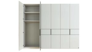 Komplettzimmer Interliving aus Holz in Weiß Interliving Schlafzimmer Serie 1033 – komplettes Schlafzimmer weißes Glas - vierteilig