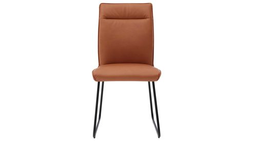 Polsterstuhl Interliving aus Stoff in Hellbraun Interliving Esszimmer Serie 5505 - Esszimmerstuhl caramelfarbene Mikrofaser 925-72 & schwarzes Metall