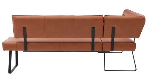 Eckbank Interliving aus Stoff in Hellbraun Interliving Esszimmer Serie 5505 - Eckbankkombination caramelfarbene Mikrofaser 925-72 & schwarzes Metall - Stellfläche ca. 169 x 215 cm