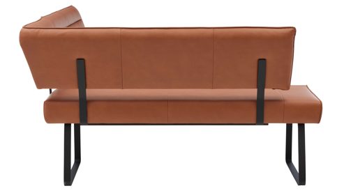 Eckbank Interliving aus Stoff in Hellbraun Interliving Esszimmer Serie 5505 - Eckbankkombination caramelfarbene Mikrofaser 925-72 & schwarzes Metall - Stellfläche ca. 169 x 215 cm