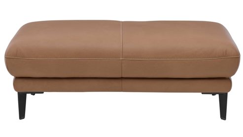 Polsterhocker Interliving aus Leder in Braun Interliving Sofa Serie 4461 - XXL-Hocker haselnussfarbenes Leder Punch & schwarze Aluminiumfüße - ca. 120 x 65 cm