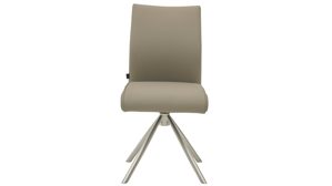 Vierfußstuhl Interliving aus Kunstfaser in Hellbraun Interliving Esszimmer Serie 5122 – Armlehnstuhl mit Funktionen fangofarbenes Kunstleder LEA-TEX & gebürsteter Edelstahl