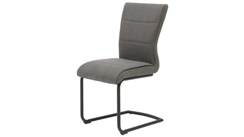Schwingstuhl Interliving aus Kunstfaser in Dunkelgrau Interliving Esszimmer Serie 5122 – Schwingstuhl onyxfarbene Mikrofaser & mattschwarzes Metall