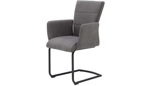 Schwingstuhl Interliving aus Kunstfaser in Dunkelgrau Interliving Esszimmer Serie 5122 – Armlehn-Schwingstuhl onyxschwarze Mikrofaser & mattschwarzes Metall