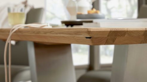 Esstisch Interliving aus Holz in Holzfarben Interliving Esszimmer Serie 5122 – Esstisch Wildeiche & Edelstahl - ca. 160 x 90 cm