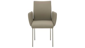 Vierfußstuhl Interliving aus Kunstfaser in Hellbraun Interliving Esszimmer Serie 5122 – Armlehnstuhl fangofarbenes Kunstleder LEA-TEX & gebürsteter Edelstahl