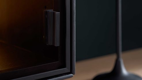 Hängeschrank Interliving aus Holz in Holzfarben Interliving Wohnzimmer Serie 2033 - Hängeschrank 126811 dunkelgraues Glas & Asteiche - zwei Türen, Breite ca. 92 cm