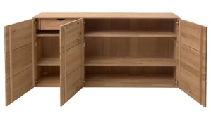 Sideboard Interliving aus Holz in Holzfarben Interliving Wohnzimmer Serie 2033 - Sideboard Asteiche - drei Türen, Breite ca. 182 cm