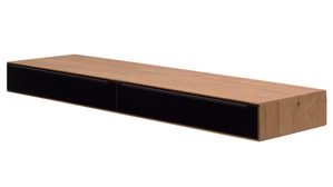 Lowboard Interliving aus Holz in Holzfarben Interliving Wohnzimmer Serie 2033 - Lowboard 126815 dunkelgraues Glas & Asteiche - zwei Schubladen, Länge ca. 182 cm