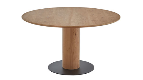 Esstisch Venjakob aus Holz in Holzfarben Hell VENJAKOB Esstisch Phil geölte Wildeiche & anthrazitfarbenes Metall- ca. 140 cm Durchmesser