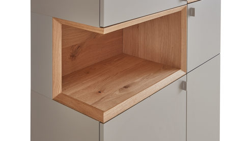 Vitrine Venjakob aus Kunststoff in Grau VENJAKOB Andiamo 3.0 Vitrine Steingrau & Wildeiche - Rechtsanschlag, ca. 100 x 208 cm