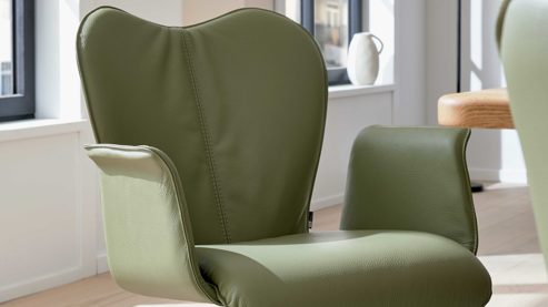 Polsterstuhl Interliving aus Leder in Grün Interliving Esszimmer Serie 5115 - Armlehnstuhl mit Lederbezug jadefarbenes Leder LD7830 & umbragraues Metall