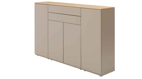 Highboard Interliving aus Holz in Grau Interliving Wohnzimmer Serie 2031 - Highboard Grau & Risseiche - vier Türen, zwei Schubladen, Breite ca. 180 cm