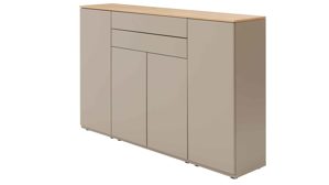 Highboard Interliving aus Holz in Grau Interliving Wohnzimmer Serie 2031 - Highboard Grau & Risseiche - vier Türen, zwei Schubladen, Breite ca. 180 cm