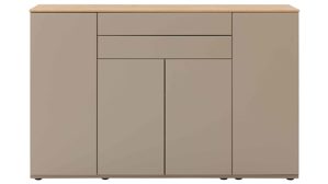 Highboard Interliving aus Holz in Grau Interliving Wohnzimmer Serie 2031 - Highboard Grau & Risseiche - vier Türen, zwei Schubladen, Breite ca. 180 cm