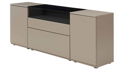 Sideboard Interliving aus Holz in Grau Interliving Wohnzimmer Serie 2031 - Sideboard Grau & Risseiche - zwei Türen, zwei Schubladen, Breite ca. 180 cm