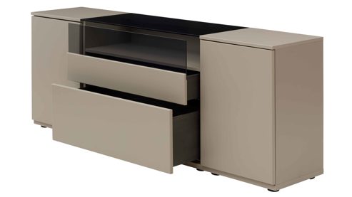 Sideboard Interliving aus Holz in Grau Interliving Wohnzimmer Serie 2031 - Sideboard Grau & Risseiche - zwei Türen, zwei Schubladen, Breite ca. 180 cm