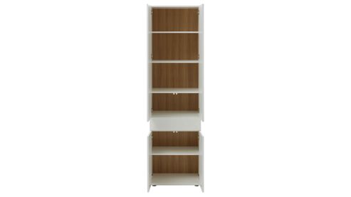 Wohnwand Interliving aus Holz in Weiß Interliving Wohnzimmer Serie 2031 - Homeoffice-Kombination Tonweiß & Risseiche - Länge ca. 255 cm