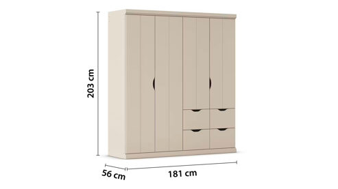 Kleiderschrank Rauch aus Holz in Weiß rauch BLUE Frieda - Drehtürenschrank Alpinweiß - vier Türen, vier Schubkästen, Breite ca. 180 cm