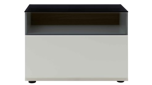 Wohnwand Interliving aus Holz in Weiß Interliving Wohnzimmer Serie 2031 - Wohnwand EB33001 Tonweiß & graues Glas - Länge ca. 330 cm