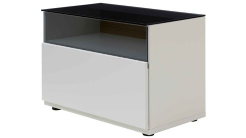 Wohnwand Interliving aus Holz in Weiß Interliving Wohnzimmer Serie 2031 - Wohnwand Tonweiß & graues Glas - Länge ca. 330 cm