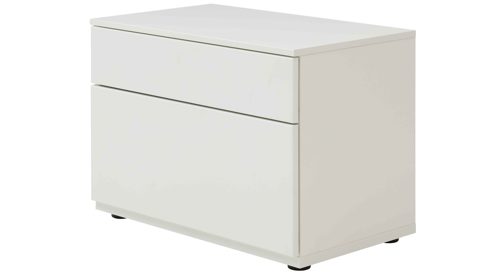 Wohnwand Interliving aus Holz in Weiß Interliving Wohnzimmer Serie 2031 - Wohnwand Tonweiß & graues Glas - Länge ca. 330 cm