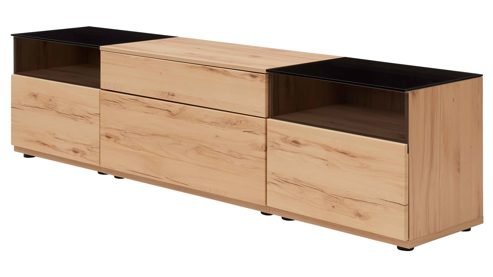 Wohnwand Interliving aus Holz in Holzfarben Interliving Wohnzimmer Serie 2031 - Wohnwand Balkenbuche - Länge ca. 330 cm