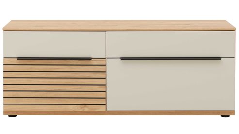 Wohnwand Interliving aus Holz in Beige Interliving Wohnzimmer Serie 2032 - Wohnwand Sandbeige & Risseiche - Länge ca. 315 cm