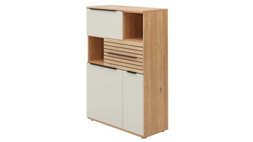 Wohnwand Interliving aus Holz in Beige Interliving Wohnzimmer Serie 2032 - Wohnwand Sandbeige & Risseiche - Länge ca. 315 cm