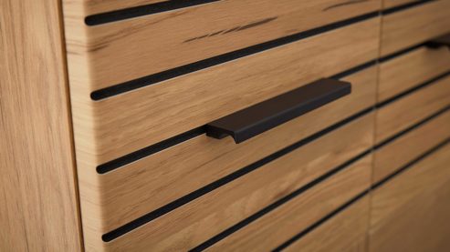 Highboard Interliving aus Holz in Holzfarben Interliving Wohnzimmer Serie 2032 - Highboard Risseiche - zwei Türen, Breite ca. 90 cm