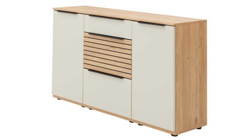 Regal Interliving aus Holz in Holzfarben Interliving Wohnzimmer Serie 2032 - Sideboard mit Regalkombination Sandbeige & Risseiche - Länge ca. 210 cm