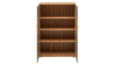 Wohnwand Interliving aus Holz in Grau Interliving Wohnzimmer Serie 2032 - Wohnwand Grau & Risseiche - Länge ca. 315 cm