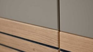 Wohnwand Interliving aus Holz in Grau Interliving Wohnzimmer Serie 2032 - Wohnwand Grau & Risseiche - Länge ca. 315 cm