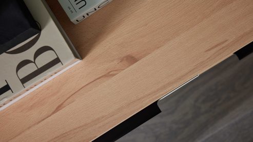 Lowboard Interliving aus Holz in Beige Interliving Wohnzimmer Serie 2032 - Lowboard Sandbeige & Balkenbuche - dreiteilig, Länge ca. 210 cm