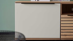 Lowboard Interliving aus Holz in Beige Interliving Wohnzimmer Serie 2032 - Lowboard Sandbeige & Balkenbuche - dreiteilig, Länge ca. 210 cm