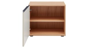 Lowboard Interliving aus Holz in Beige Interliving Wohnzimmer Serie 2032 - Lowboard Sandbeige & Balkenbuche - dreiteilig, Länge ca. 210 cm