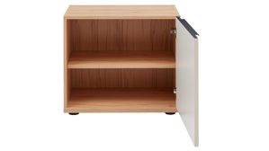 Lowboard Interliving aus Holz in Beige Interliving Wohnzimmer Serie 2032 - Lowboard Sandbeige & Balkenbuche - dreiteilig, Länge ca. 210 cm