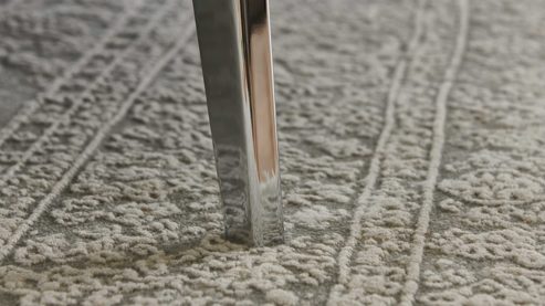 Polsterhocker modulmaster aus Leder in Grau Modulmaster MM-PN1184 - XL-Polsterhocker steingraues Leder Vivre & glänzende Metallfüße - ca. 93 x 68 cm