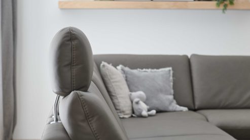 Kopfstütze modulmaster aus Leder in Grau Modulmaster MM-PN1184 - Kopfstütze steingraues Leder Vivre - ca. 70 x 25 cm